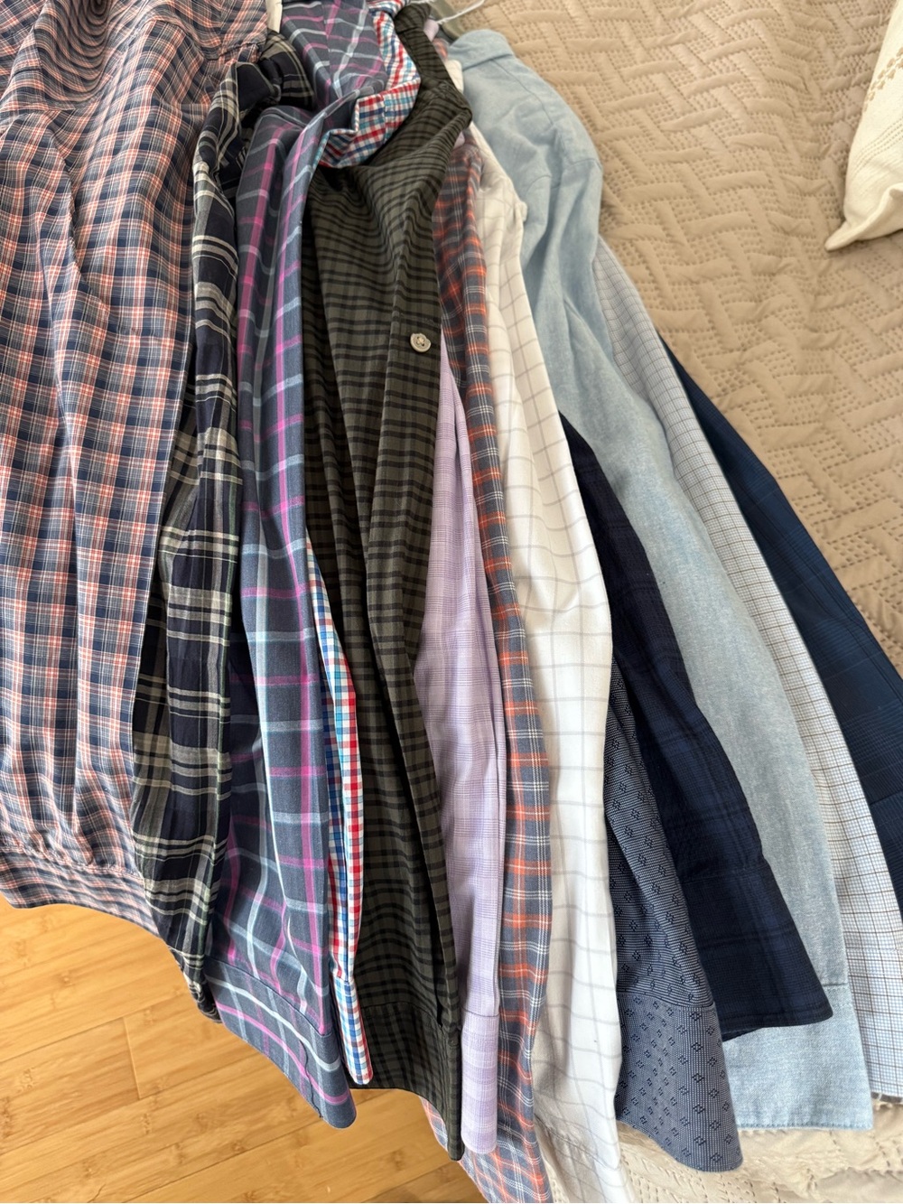 Men's Plaid and Solid Button-Up Shirts - Blue, Navy, Gray, White